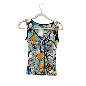 Cristelle Paris Sleeveless Multicolor Floral V Neck Top Size XS